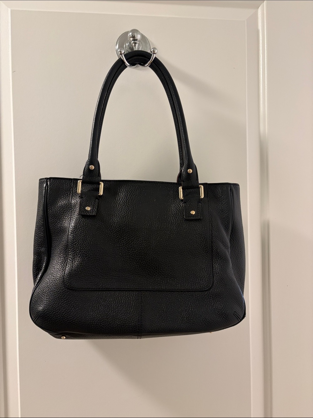 kate spade Black Pebbled Leather Tote with Gold Hardware